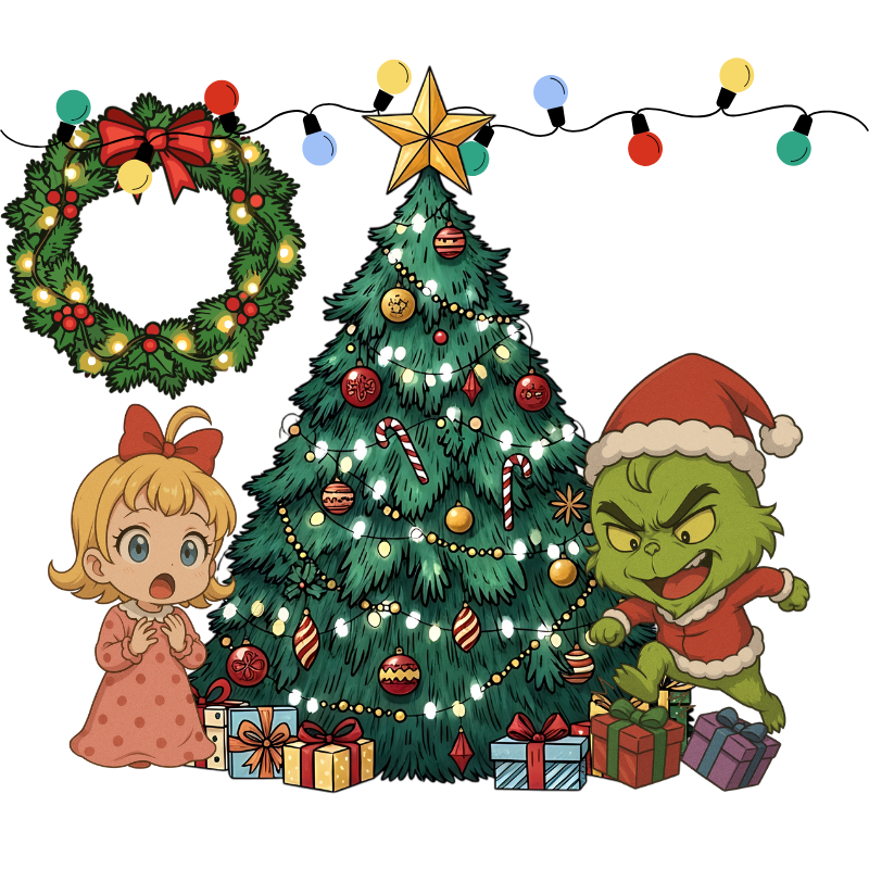 Grinch and Cindy Lou Who (chibi style) Tumbler